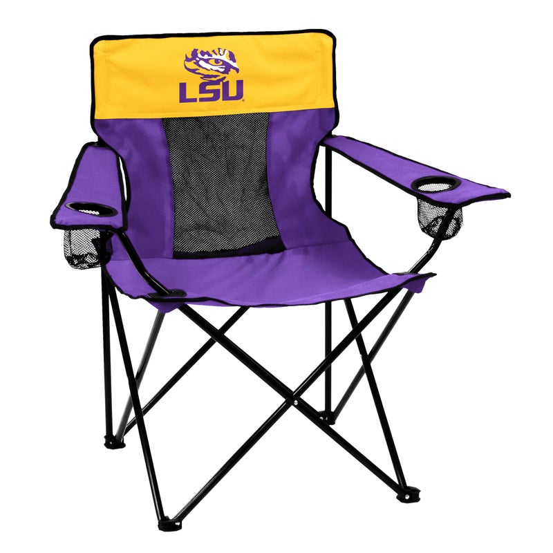 Logo Brands NCAA LSU Tigers Elite Portable Chair - Premium Outdoor Chair with Cup Holder, Powder-Coated Steel Frame, Lightweight and Portable for Tailgating,and Sporting Events - Image 1